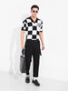 Men's Black Oversized Fit Textured Flat Knit T-Shirt