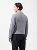Men's Grey Oversized Fit Textured Flat Knit Polo Neck T-Shirt