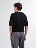 Men's Black Slim Fit Textured Flat Knit Polo Neck T-Shirt
