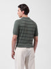 Men's Green Slim Fit Textured Flat Knit Polo Neck T-Shirt