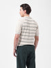 Men's Cream Slim Fit Textured Flat Knit Polo Neck T-Shirt