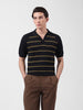 Men's Black Slim Fit Textured Flat Knit Polo Neck T-Shirt