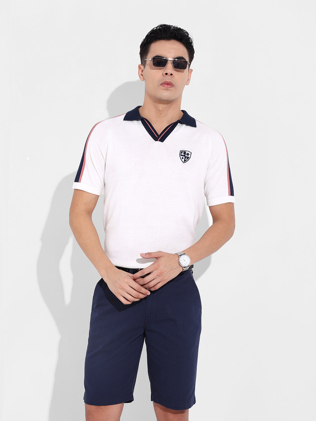 Men's Cream Slim Fit Textured Flat Knit T-Shirt