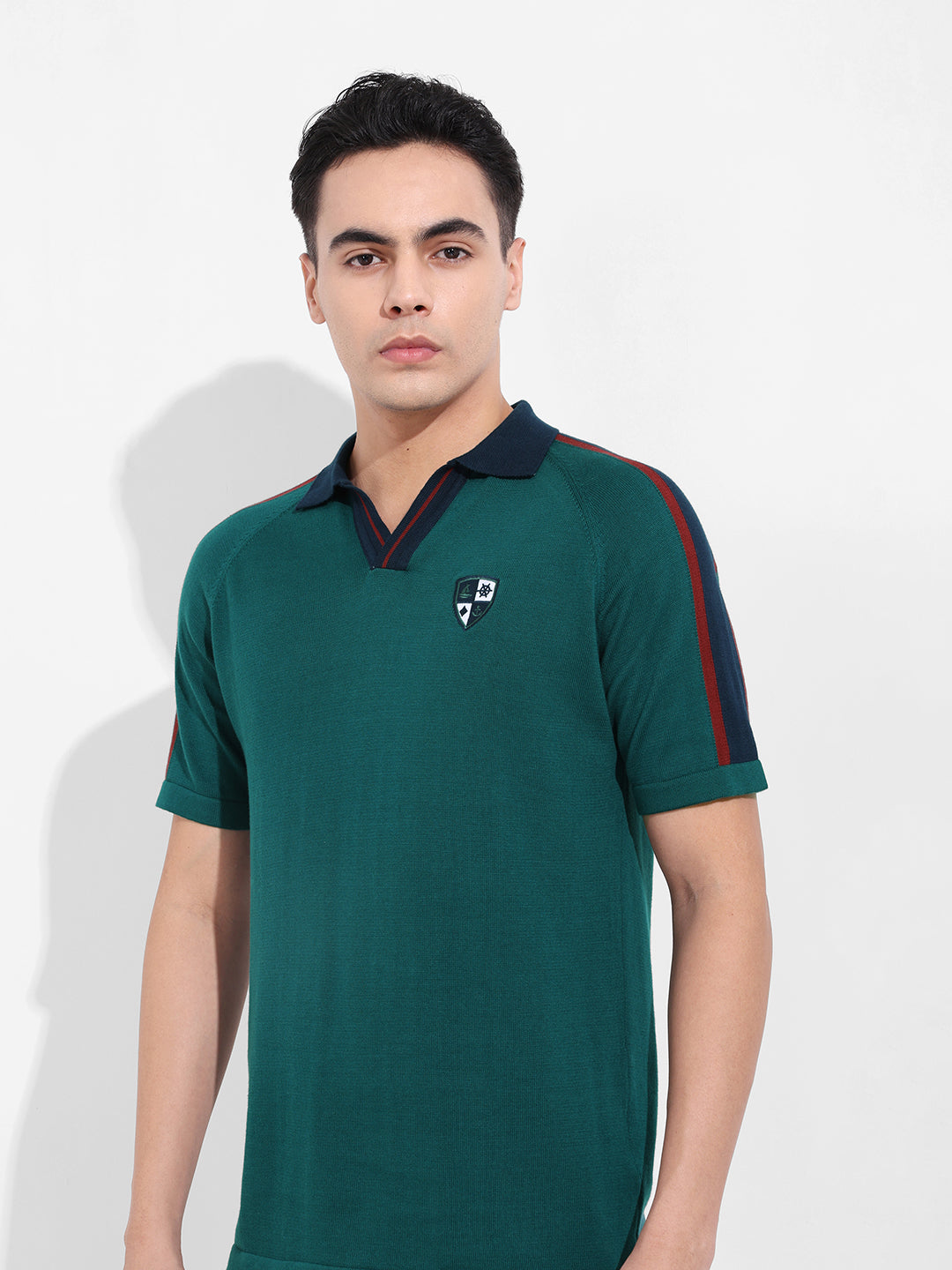 Men's Green Slim Fit Textured Flat Knit T-Shirt