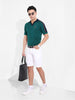 Men's Green Slim Fit Textured Flat Knit T-Shirt