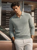 Men's Green Slim Fit Striped Flat Knit Polo  Polo T-Shirt