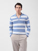 Men's Blue Slim Fit Striped Flat Knit Polo Neck T-Shirt
