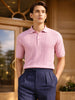 Men's Pink Oversized Fit Solid Flat Knit Polo T-Shirt