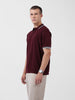 Men's Maroon Oversized Fit Textured Flat Knit Polo Collar T-Shirt
