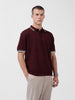 Men's Maroon Oversized Fit Textured Flat Knit Polo Collar T-Shirt
