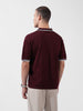 Men's Maroon Oversized Fit Textured Flat Knit Polo Collar T-Shirt