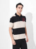 Men's Cream Oversized Fit Textured Flat Knit T-Shirt