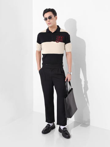 Men's Cream Oversized Fit Textured Flat Knit T-Shirt