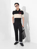 Men's Cream Oversized Fit Textured Flat Knit T-Shirt