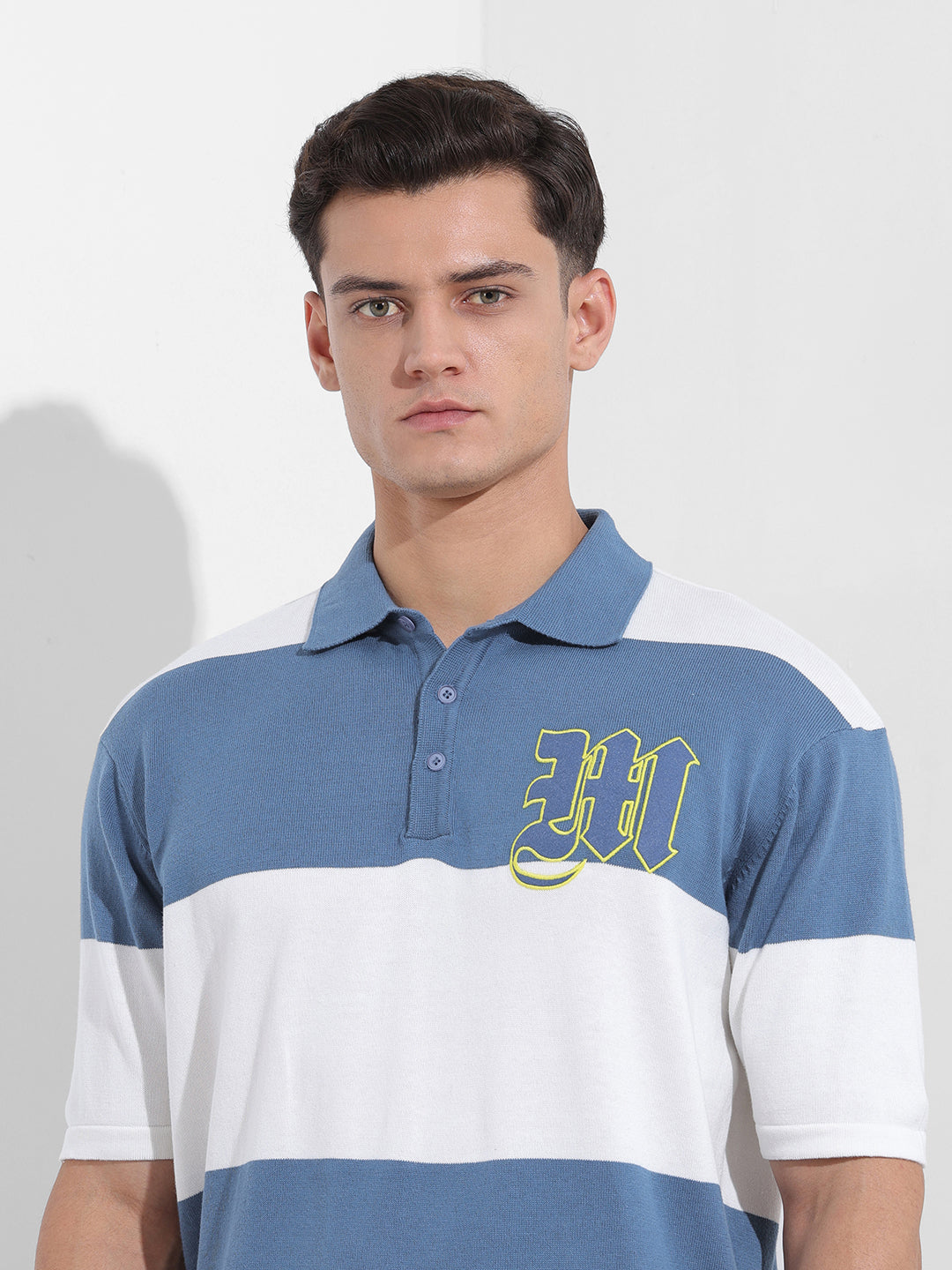 Men's Blue Oversized Fit Polo Power T-Shirt