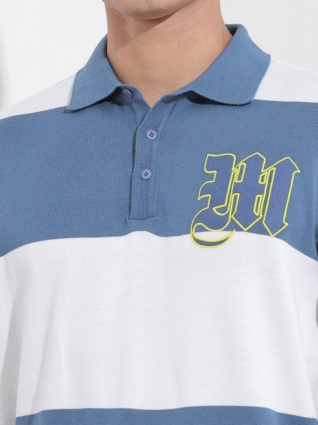 Men's Blue Oversized Fit Polo Power T-Shirt