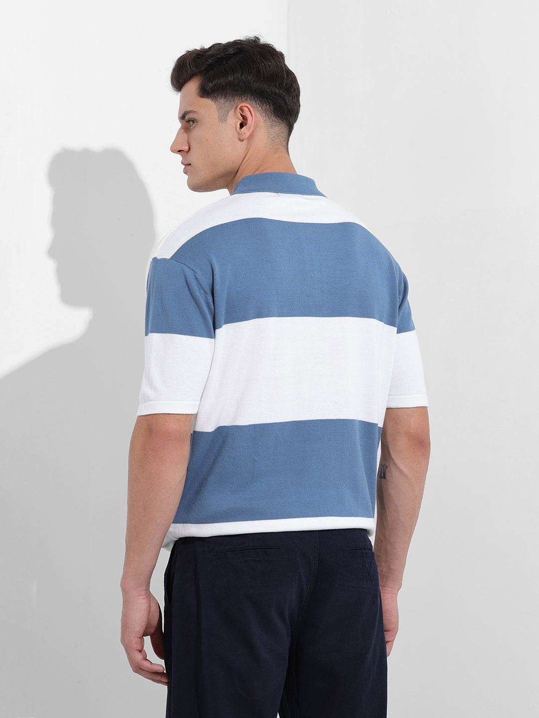 Men's Blue Oversized Fit Polo Power T-Shirt