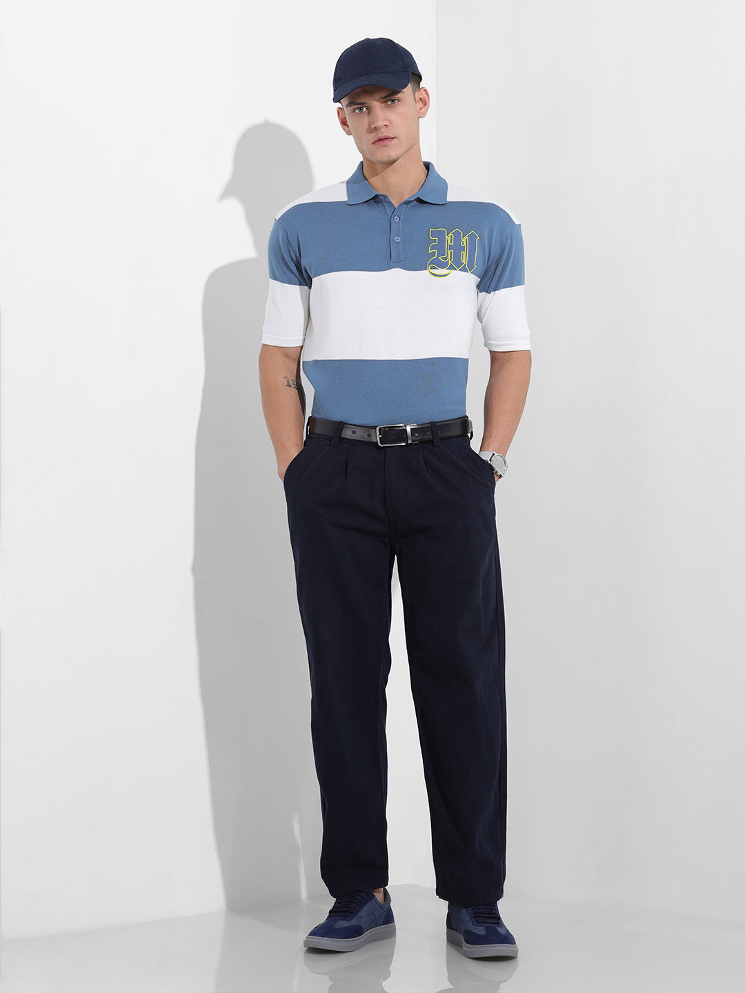 Men's Blue Oversized Fit Polo Power T-Shirt
