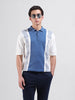 Men's White Oversized Fit Textured Flat Knit Polo Collar T-Shirt