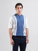 Men's White Oversized Fit Textured Flat Knit Polo Collar T-Shirt