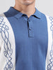 Men's White Oversized Fit Textured Flat Knit Polo Collar T-Shirt