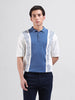 Men's White Oversized Fit Textured Flat Knit Polo Collar T-Shirt