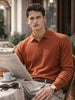 Men's Rust Oversized Fit Striped Flat Knit T-Shirt