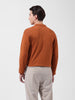 Men's Rust Oversized Fit Textured Flat Knit Polo Collar T-Shirt
