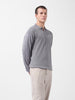 Men's Grey Oversized Fit Textured Flat Knit Polo Collar T-Shirt