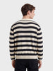 Men's Cream Oversized Fit Striped Flat Knit Polo T-Shirt