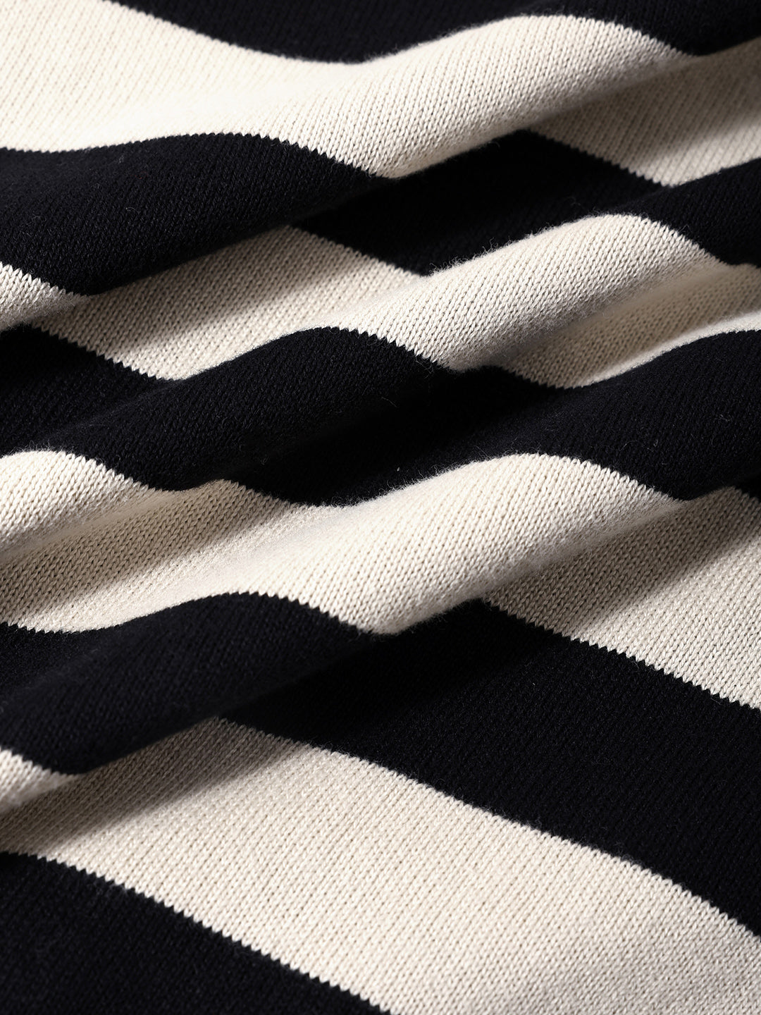Men's Cream Oversized Fit Striped Flat Knit T-Shirt
