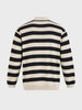 Men's Cream Oversized Fit Striped Flat Knit Polo T-Shirt