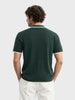 Men's Green Slim Fit Striped Flat Knit Polo T-Shirt