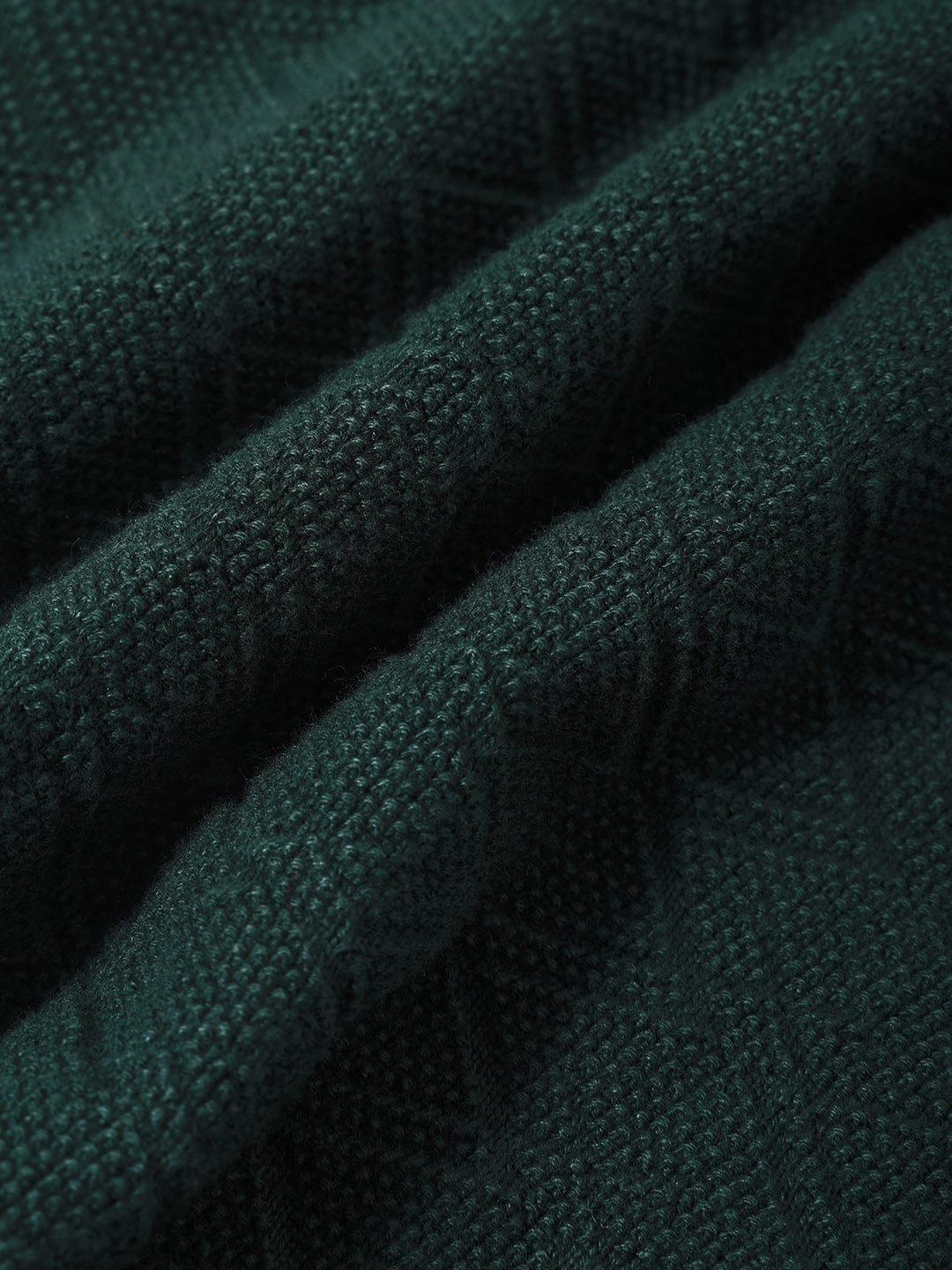 Men's Green Slim Fit Textured Flat Knit Polo Collar T-Shirt
