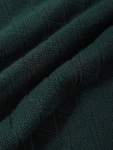 Men's Green Slim Fit Textured Flat Knit Polo Collar T-Shirt