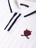 Men's White Slim Fit Textured Flat Knit Polo Collar T-Shirt