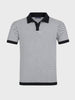 Men's Grey Slim Fit Textured Flat Knit Polo Collar T-Shirt