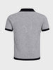 Men's Grey Slim Fit Textured Flat Knit Polo Collar T-Shirt