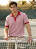 Men's Red Slim Fit Solid Flat Knit Polo T-Shirt