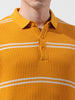 Men's Orange Slim Fit Textured Flat Knit Polo Collar T-Shirt
