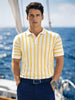 Men's White Slim Fit Striped Flat Knit T-Shirt