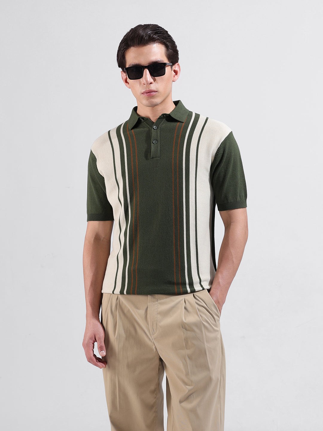 Men's Flat Knit Polo Slim Fit T-shirt