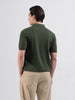 Men's Green Slim Fit Textured Flat Knit Polo Collar T-Shirt