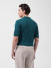 Men's Teal Slim Fit Textured Flat Knit Polo Collar T-Shirt