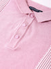 Men's Pink Slim Fit Textured Flat Knit Polo Collar T-Shirt