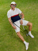 Men's White Slim Fit Textured Flat Knit Polo Collar T-Shirt