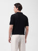 Men's Black Slim Fit Textured Flat Knit Polo Collar T-Shirt
