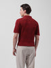 Men's Maroon Slim Fit Textured Flat Knit Polo Collar T-Shirt