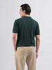 Men's Green Slim Fit Textured Flat Knit Polo Collar T-Shirt