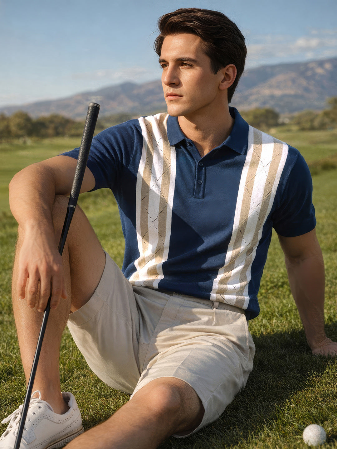 Men's Blue Slim Fit Colourblocked Flat Knit T-Shirt